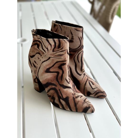 ZAMORA Zebra Print Heeled Booties – Size 7.5 – Pointed Toe Ankle Boots - Picture 6 of 8